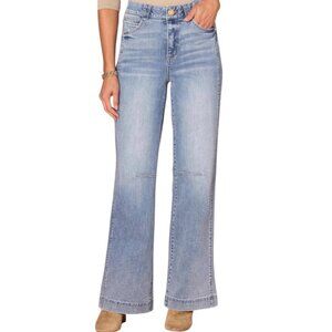 Democracy Women's Skyrise Ab Solution Round Up Wide Leg Jeans , Double Side Seam